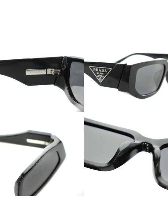Prada Triangle Logo Plate Sunglasses Black Eyewear